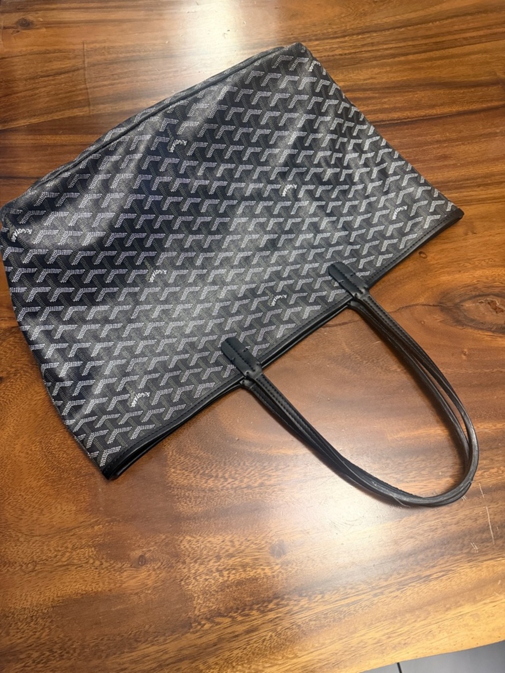 G•O•Y•A•R•D Designer-Style Black Patterned Tote Bag